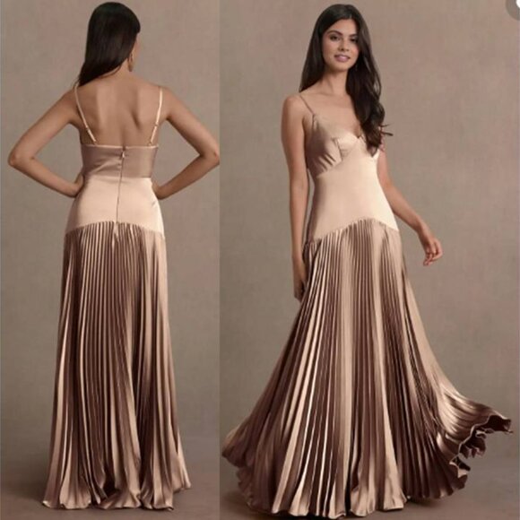 Women's Stretch Satin Gown Maxi Dresss Jill Dropped Waist EveningToffee Size 6 - Picture 1 of 6